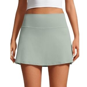 High Waisted Tennis Skirts Mini Golf Casual Skirt with Pocket Light Green